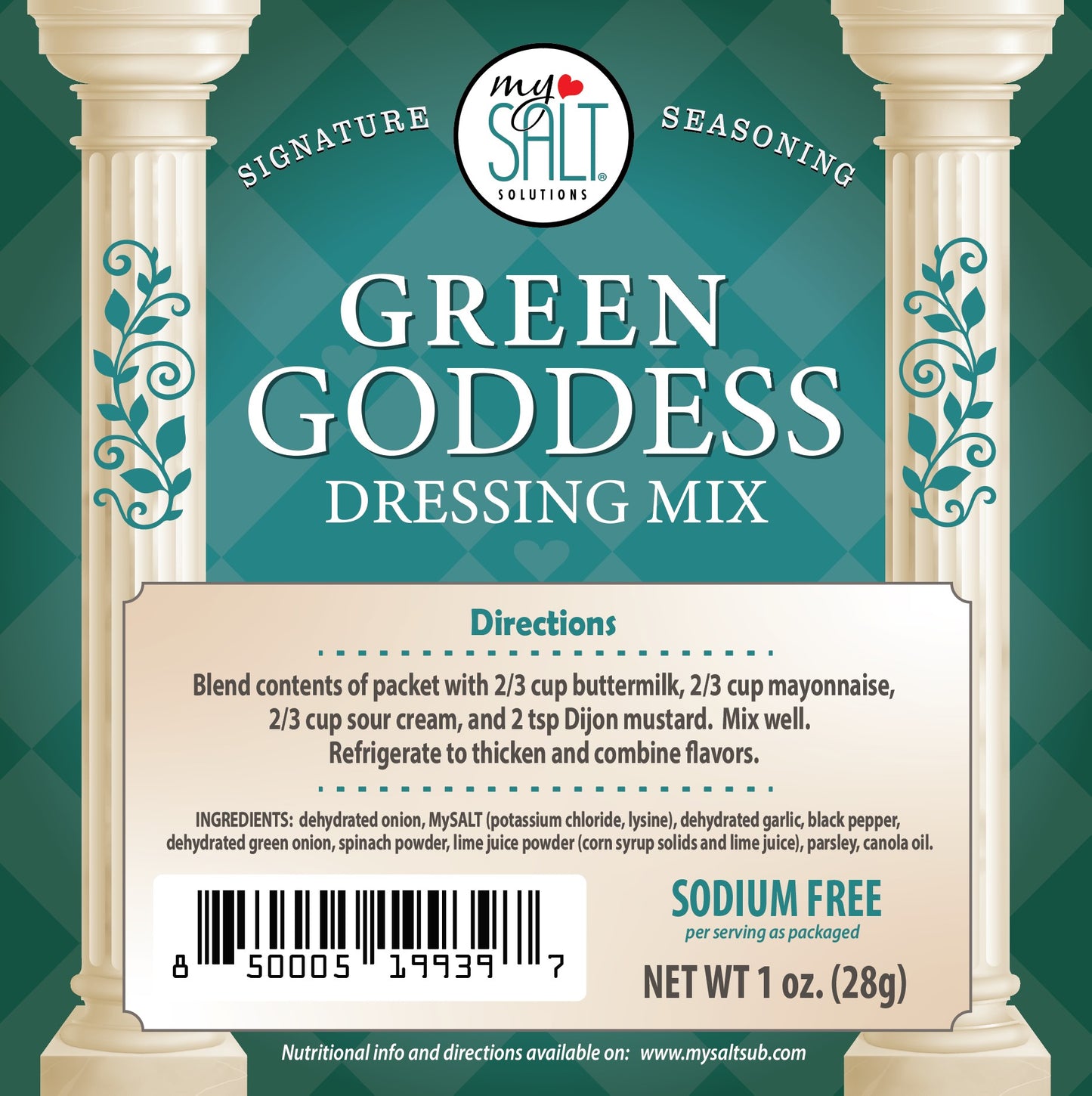 MySALT Green Goddess Salad Dressing Mix, Sodium Free
